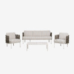 Ensemble de jardin avec canap� 3 places, 2 fauteuils en corde tress�e tevary et table basse en aluminium ...