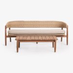 Ensemble de jardin avec canap� 3 places et table basse en bois d'acacia ribeira brun acacia