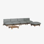 Ensemble de jardin avec canap inclinable modulable 4 pices, table basse et pouf en bois d'acacia brina ...
