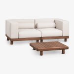 Ensemble de jardin avec canap� modulaire 2 pi�ces comprenant 2 modules d'angle et une table basse en ...