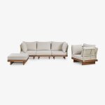 Ensemble de jardin avec canap modulaire de 3 pices comprenant 2 fauteuils d'angle, un fauteuil et un ...