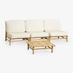 Ensemble de jardin avec canap� modulaire 3 pi�ces et table basse carr�e 75x75 cm en bambou isendra