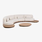 Ensemble de jardin avec canap� modulaire en u 4 pi�ces et table basse ovale 120x95 cm en bois d'acacia ...