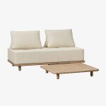 Ensemble de jardin compos� d'un canap� 2 places et d'une table basse carr�e 90x90 cm en bois d'acacia ...