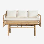 Ensemble de jardin compos� d'un canap� 3 places et d'une table basse (120x60 cm) en bambou livayna naturel ...