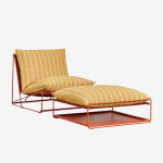 Ensemble de jardin avec fauteuil et pouf convertible amaro jaune miel - rouge argile