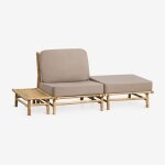 Ensemble de jardin avec fauteuil, pouf et table d'appoint lat�rale rectangulaire 75x40 cm en bambou isendra ...