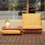 Ensemble de jardin avec fauteuil et table d'appoint convertible amaro jaune miel - rouge argile