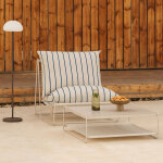Ensemble de jardin avec fauteuil et table d'appoint convertible amaro tapioca beige - bleu marin