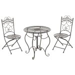 Ensemble de jardin en fer forg� couleur bronze effet vieilli table ronde et 2 chaises style vintage 10 ...