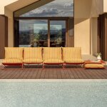 Ensemble de jardin modulaire amaro 4 pi�ces avec canap� et table d'appoint jaune miel - rouge argile