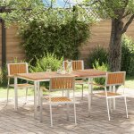 Ensemble jardin vidaxl 5 pi�ces en teck massif, table ext�rieure vidaxl 180x90x75 cm en teck massif, ...