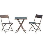 Ensemble meubles jardin table chaises pliables rsine tresse marron