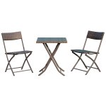 Ensemble meubles jardin table chaises pliables r�sine tress�e marron