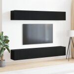 Ensemble de meubles tv mural 4 pi�ces en bois d'ing�nierie noir ch�ne