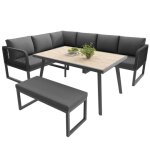 Ensemble mobilier de jardin 8 places modulable - canap� d'angle rotin tress� gris coussin haute r�silience ...