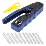 Ensemble d'outils de sertissage rj45, pince à sertir, dénudeur de câble avec 50 connecteurs rj, kit pour ... Ensemble d'outils de sertissage rj45, pince à sertir, dénudeur de câble avec 50 connecteurs rj, kit pour ...
