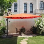 Ensemble parasol terracotta 3x4m et 4 dalles a lester