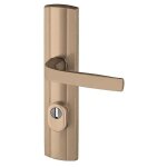 Ensemble poign�e de porte blind�e b�quille sur plaque standard expression bricard entraxe 195mm bross� ...