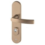 Ensemble poignée de porte blindée sur plaque standard essential bricard entraxe 195mm brossé bronze Ensemble poignée de porte blindée sur plaque standard essential bricard entraxe 195mm brossé bronze
