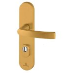 Ensemble poignée de porte blindée sur plaque standard essential bricard entraxe 195mm brossé or Ensemble poignée de porte blindée sur plaque standard essential bricard entraxe 195mm brossé or