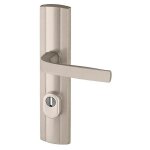 Ensemble poigne de porte blinde sur plaque standard expression bricard entraxe 195mm bross gris