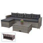 Ensemble poly rotin hwc - j34, ensemble balcon / jardin / salon gris, coussins gris fonc