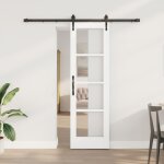 Ensemble de porte coulissante vidaxl avec quincaillerie blanche 61x198, 5 cm en bois massif de pin, porte ...