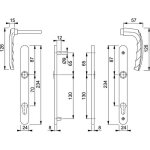 Ensemble de porte - fen�tre plaque �troite atlanta hoppe - saillie r�duite 195mm - cl� i - entr. 7 / ...