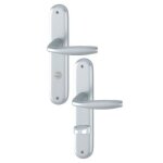 Ensemble de porte sur plaque new york hoppe - entr. 165mm - condamnation wc - argent f1 - 1810 / 318kn ...