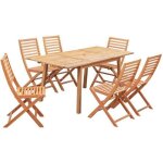 Ensemble repas de jardin 4 - 6 personnes - eucalyptus fsc - table extensible 120 - 180 x 80 cm + 6 chaises ...