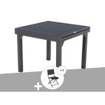 Ensemble repas table extensible alu 4 / 8 places graphite + 8 chaises modula - hespride