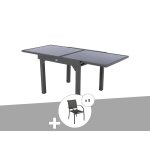 Ensemble repas table extensible carr?e en verre + 8 fauteuils - piazza - hesp?ride