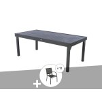 Ensemble repas table extensible rectangulaire alu graphite piazza + 12 fauteuils piazza - hesp?ride