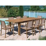 Ensemble repas table rectangulaire extensible en aluminium aspect teck santorin avec 10 fauteuils - jardiline ... Ensemble repas table rectangulaire extensible en aluminium aspect teck santorin avec 10 fauteuils - jardiline ...