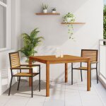 Ensemble de salle a manger 3 pi�ces en polyrotin noir d'acacia vidaxl, chaises de jardin empilables vidaxl ...