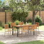 Ensemble de salle à manger de 7 pièces vidaxl en poly rotin beige et acacia, chaises de jardin empilables ... Ensemble de salle à manger de 7 pièces vidaxl en poly rotin beige et acacia, chaises de jardin empilables ...