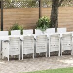 Ensemble de salle a manger jardin 17 pices avec coussins en rotin blanc, table de jardin blanche 250x100x73 ...