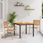 Ensemble de salle � manger jardin 3 pi�ces en poly rotin beige et acacia vidaxl, chaises de jardin empilables ...