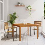 Ensemble de salle a manger de jardin 3 pi�ces vidaxl gris poly rattan acacia, chaises de jardin empilables ...