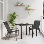 Ensemble de salle a manger de jardin 3 pi�ces vidaxl textil�ne noir et acier, table de jardin vidaxl ...