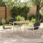 Ensemble de salle a manger de jardin 5 pices bois solide acacia vidaxl, table de salle a manger d'extrieur ...
