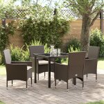Ensemble de salle a manger de jardin 5 pièces avec coussins marron poly rattan, table de jardin vidaxl ... Ensemble de salle a manger de jardin 5 pièces avec coussins marron poly rattan, table de jardin vidaxl ...