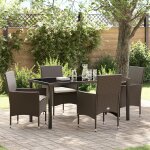 Ensemble de salle a manger de jardin 5 pièces avec coussins en poly rattan marron, table de jardin vidaxl ... Ensemble de salle a manger de jardin 5 pièces avec coussins en poly rattan marron, table de jardin vidaxl ...