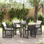 Ensemble salle a manger jardin 5 pièces avec coussins poly rotin noir, table jardin vidaxl noire 80x80x73 ... Ensemble salle a manger jardin 5 pièces avec coussins poly rotin noir, table jardin vidaxl noire 80x80x73 ...