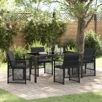 Ensemble de salle a manger de jardin 5 pièces avec coussins rappel noir poly rattan, table de jardin ... Ensemble de salle a manger de jardin 5 pièces avec coussins rappel noir poly rattan, table de jardin ...