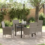Ensemble de salle a manger de jardin 5 pièces avec coussins rattan poly gris vidaxl, table de jardin ... Ensemble de salle a manger de jardin 5 pièces avec coussins rattan poly gris vidaxl, table de jardin ...