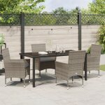 Ensemble de salle a manger de jardin 5 pices avec coussins en rotin poly gris, table de jardin vidaxl ...