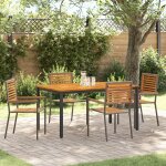 Ensemble de salle a manger de jardin 5 pièces en poly rattan gris acacia vidaxl, chaises de jardin empilables ... Ensemble de salle a manger de jardin 5 pièces en poly rattan gris acacia vidaxl, chaises de jardin empilables ...
