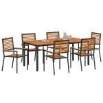 Ensemble de salle a manger de jardin 7 pièces en poly rattan noir acacia, chaises de jardin empilables ... Ensemble de salle a manger de jardin 7 pièces en poly rattan noir acacia, chaises de jardin empilables ...